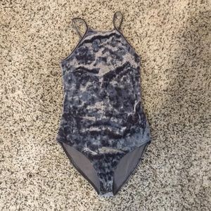 Forever 21 dark grey velvet bodysuit adult XS